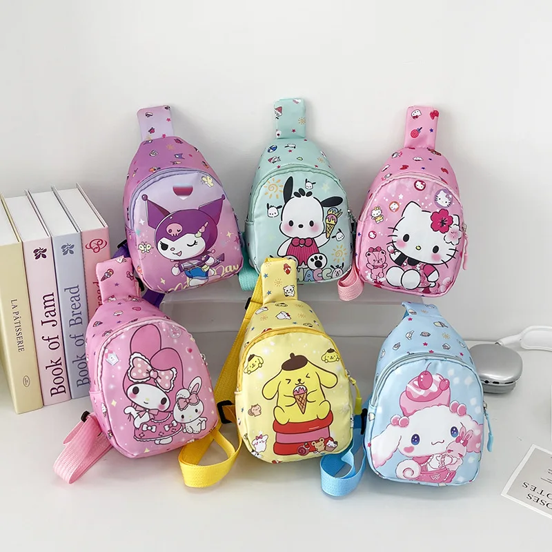 

Сумки через плечо Hello Kitty Kuromi Cinnamoroll, сумка на плечо в стиле аниме, детская спортивная дорожная сумка-мессенджер на открытом воздухе, кошелек, детский подарок