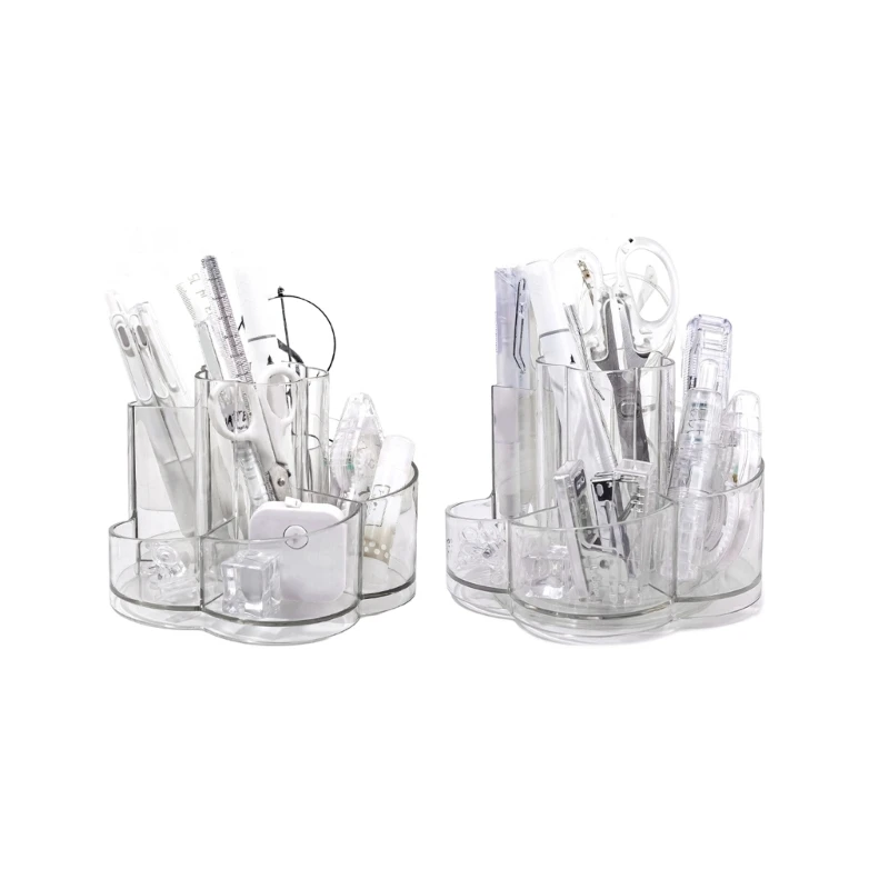 

Versatile Cosmetic Holder Tray with Rotating Designs Clear Makeup Brush and Lip Gloss Storage for Bathroom Countertop Dropship