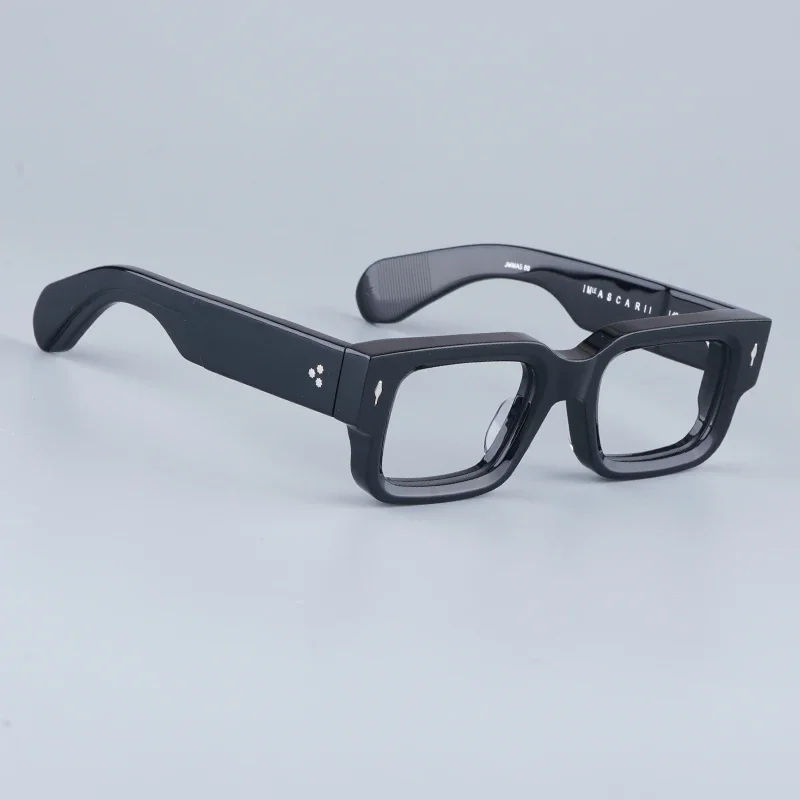 Ascari Quadratische dicke Acetat-Brillengestelle für Herren, Modedesigner, handgefertigte Modebrille, Damen, Schwarz, Vintage-Brille