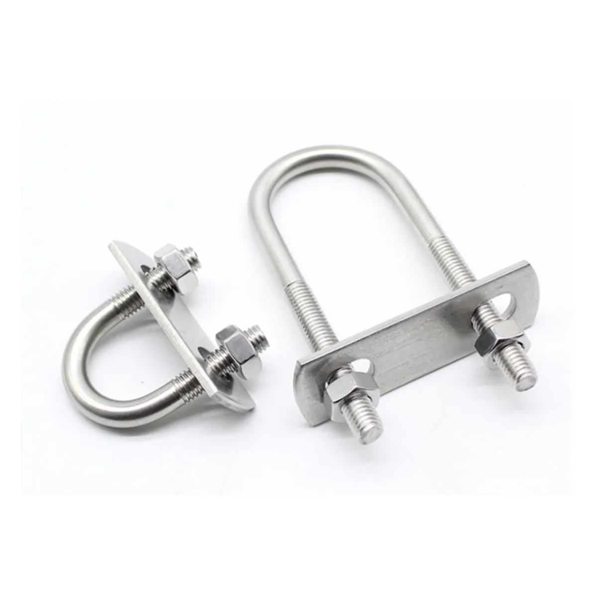 Extended U-shaped Screw 304 Stainless Steel U Bolt Pipe Clamp With Baffle Square Hoop Anticorrosion Pipe Mount Fastener