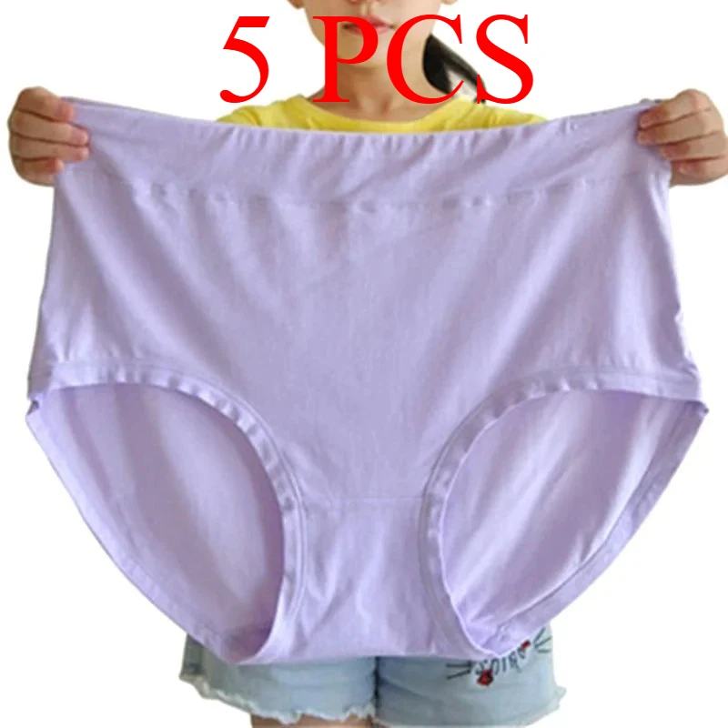 

5 PCS Plus Size Women Panties Fattening Extra Large Milk Silk Triangle Underpants Head Female Mother Middle Aged Underwear 150kg