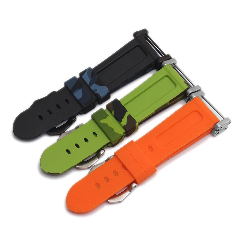 Waterproof Rubber Watchband Fit Suunto ESSENTIAL CORE Expedition Series 24mm Outdoor Sports Camouflage Silicone Watch Straps