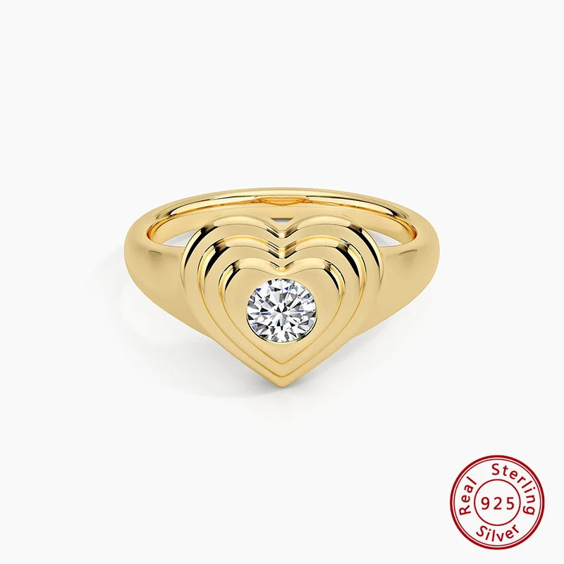 

925 Sterling Silver Original Certificate Zircon Three Layer Heart Ring For Women Luxury Fashion Free Shipping Fine Jewelry