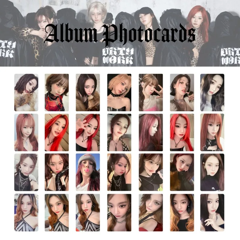 

4pcs/set Kpop Korean Girl Group Single Album Dirty Work Bonus Card KARINA GISELLE WINTER NINGNING Fashion Photo Cards Fans Gift