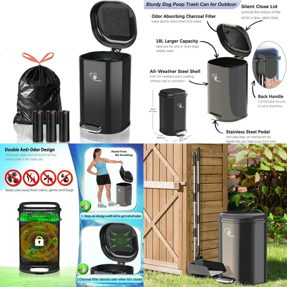 

Portable 18L Outdoor Dog Waste Bin with Lid and Removable Odor Control for Indoor and Outdoor Use
