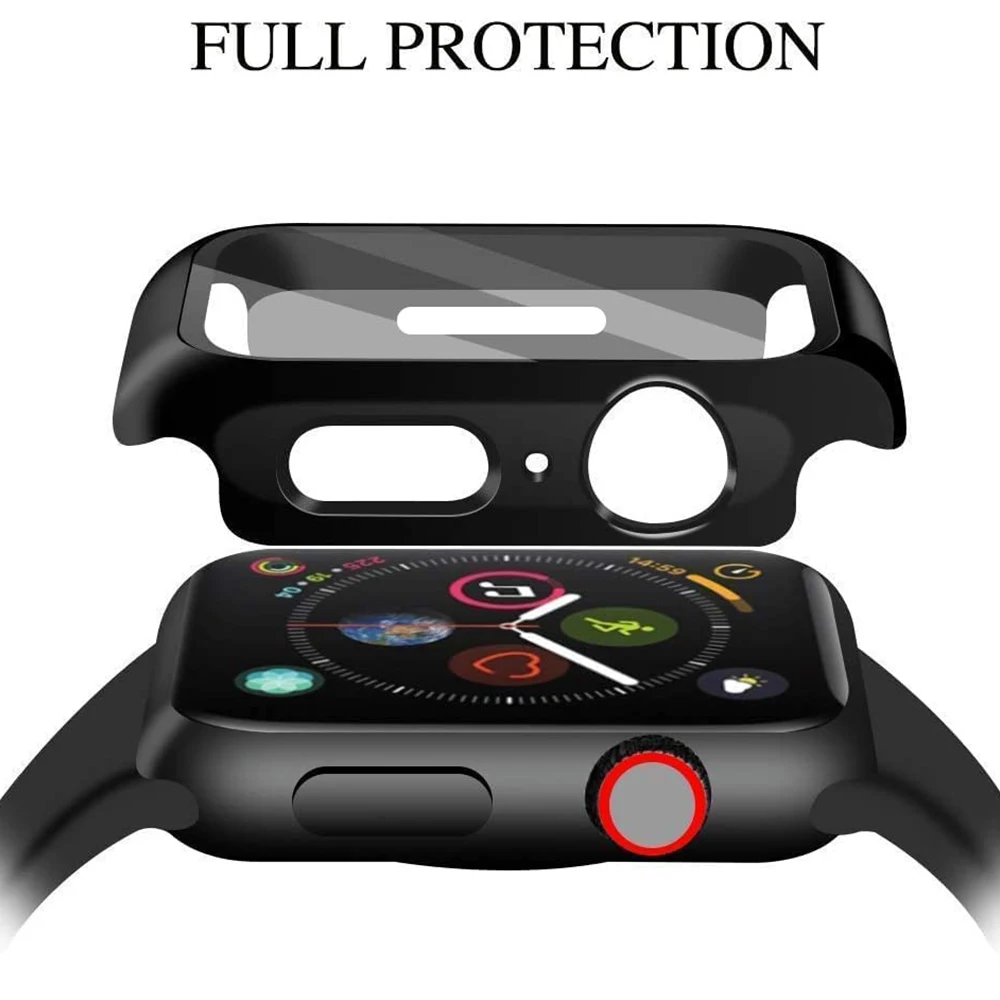 Glass + Case for Apple Watch 45mm 41mm 44mm 40mm 46mm 42mm Screen Protector Bumper PC Cover for iWatch Series 4 5 SE 6 7 8 9 10