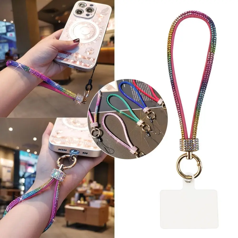

Fashion Keychain Rhinestone Phone Lanyard Bright Bling Bling Diamond Crystal Anti-lost Rope Wrist Straps Phone Accessories