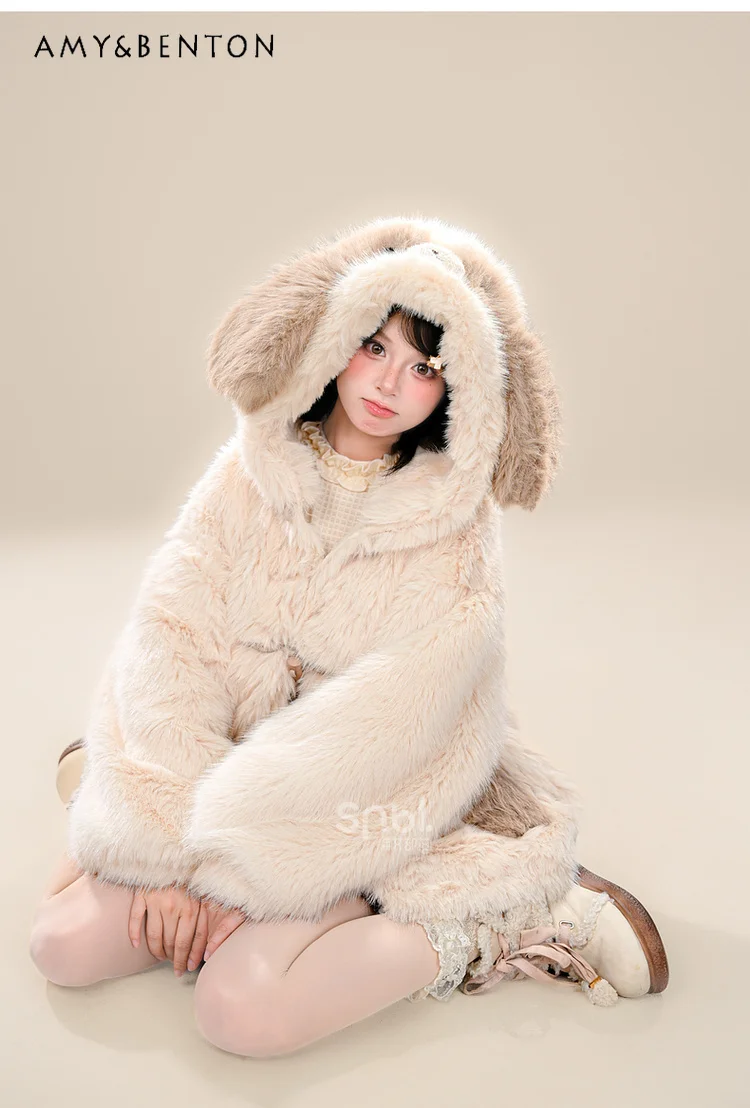 سترة شتوية من القطيفة مطرزة برسوم كارتونية لطيفة وجميلة على طراز الكلية سترات كاواي فضفاضة وسميكة ودافئة للنساء #5