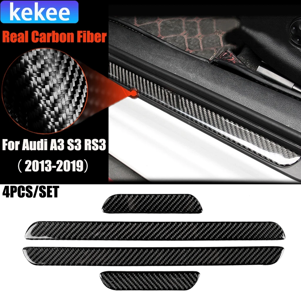 

Carbon Fiber Car Accessories Door Sill Threshold Modified Exterior Trim Cover Soft Sticker For Audi A3 S3 RS3 8V 2013-2019
