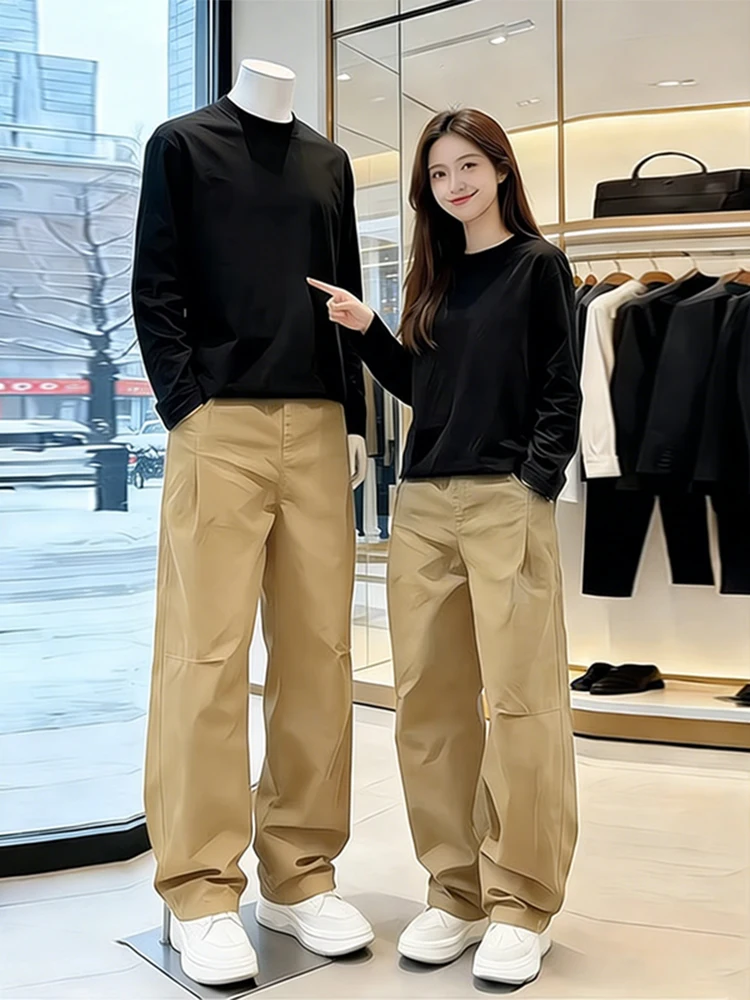 

Khaki American Sle Knife Pants Men's Casual Straight Leg Workwear Trousers Spring Cleanfit Slimming Versatile Loose Fit Lon...