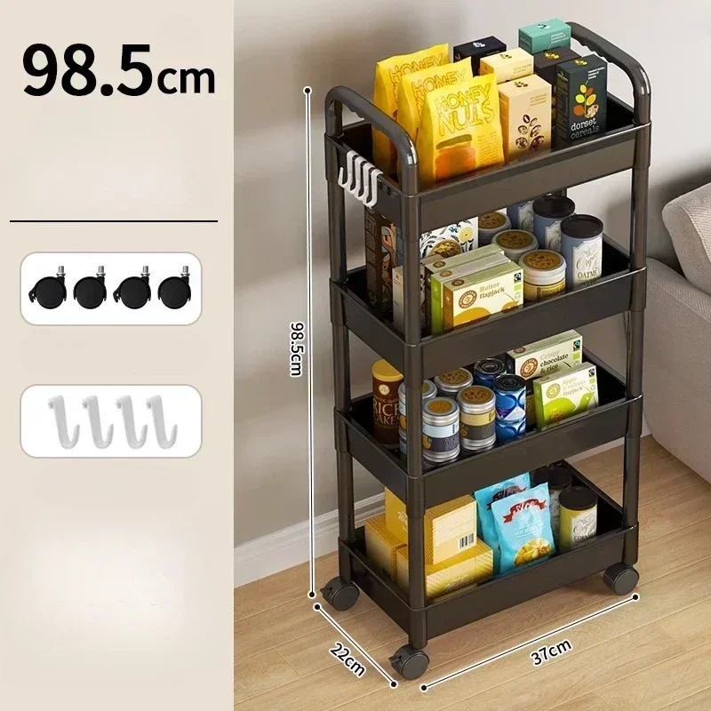 2025 Household Multi-layer Small Cart Storage Rack Floor To Floor Kitchen Bedroom Bathroom Storage Rack Storage Rack With Wheels image 3