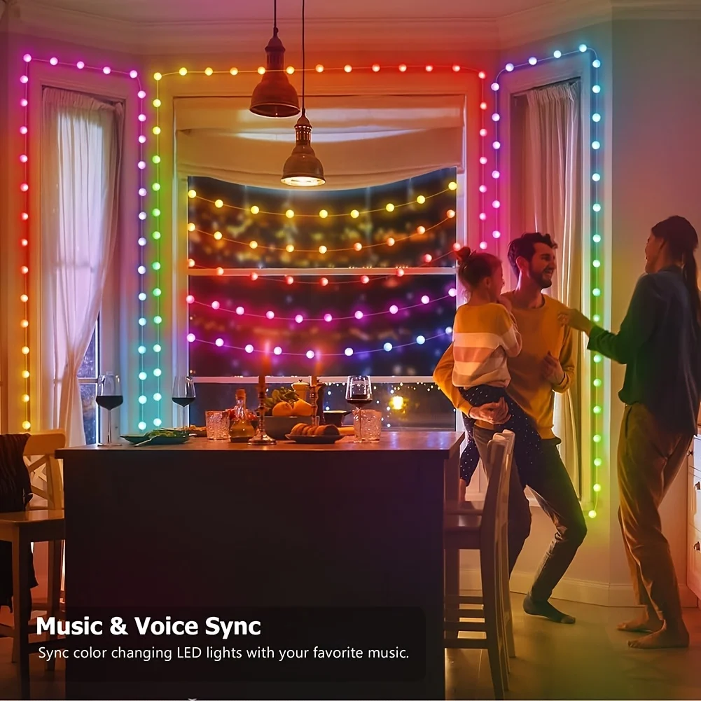 USB grande LED Bead LED String Light APP Sincronizzazione musicale, lucine che cambiano colore per decorazioni natalizie per feste interne ed esterne