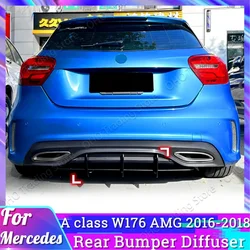 For Mercedes Benz A Class W176 AMG Line 2016-2018 Rear Bumper Diffuser Rear Side Splitters Spoiler Lip Tuning Accessories