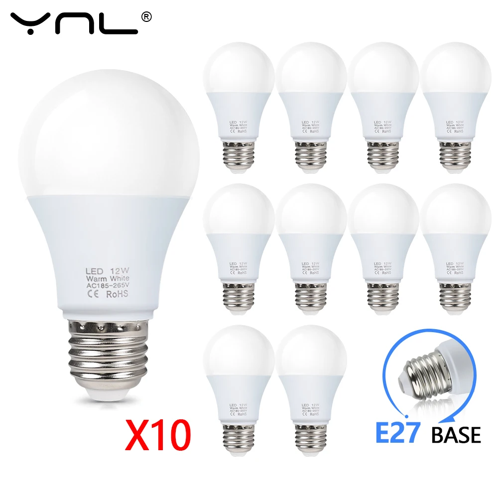 

10pcs/lot E27 LED Bulb Lamps AC 220V 3W 6W 9W 12W 15W 18W Lampada Led Light Bulbs Living Room Home Indoor LED Light Bulb