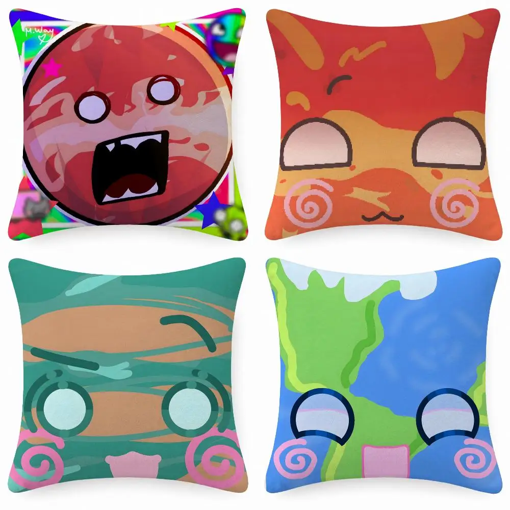 Animation Science S-Solar Balls Cushion Cover Soft Short Plush Anti-Mite Sofa Bedroom Den Car Dorm Decor Gifts