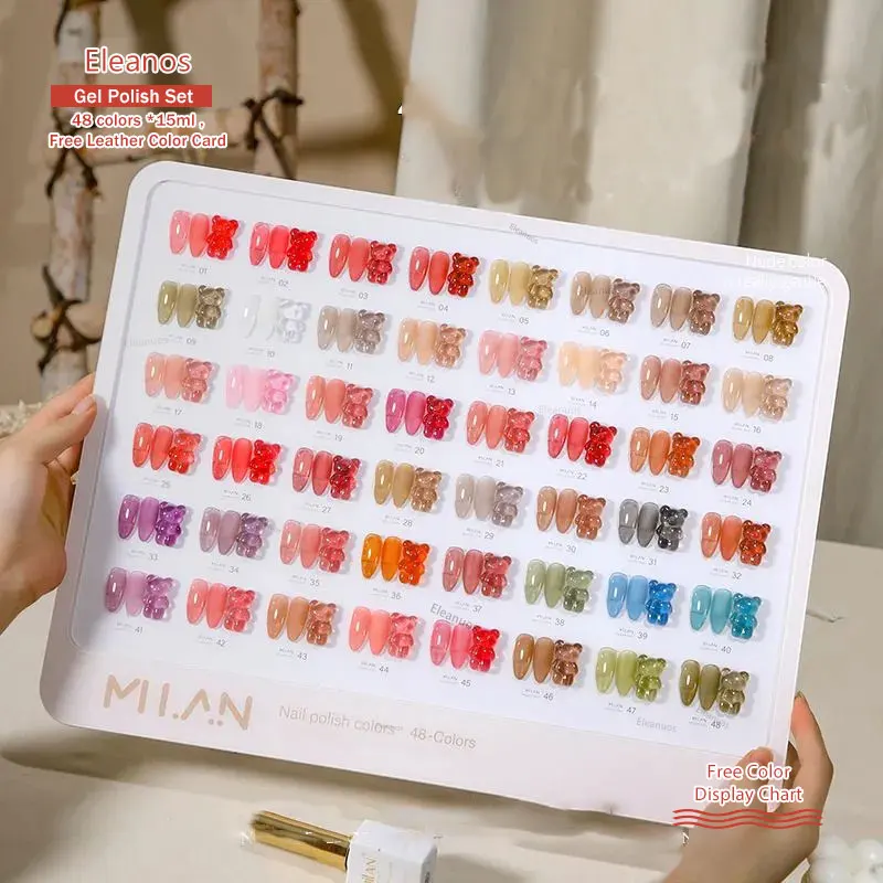Eleanos Nude Pink 48pcs 15ml Jelly Gel Polish Set With Color Card For Nail Art Salon Transculent UV LED Gel Lacquer Learner Kit