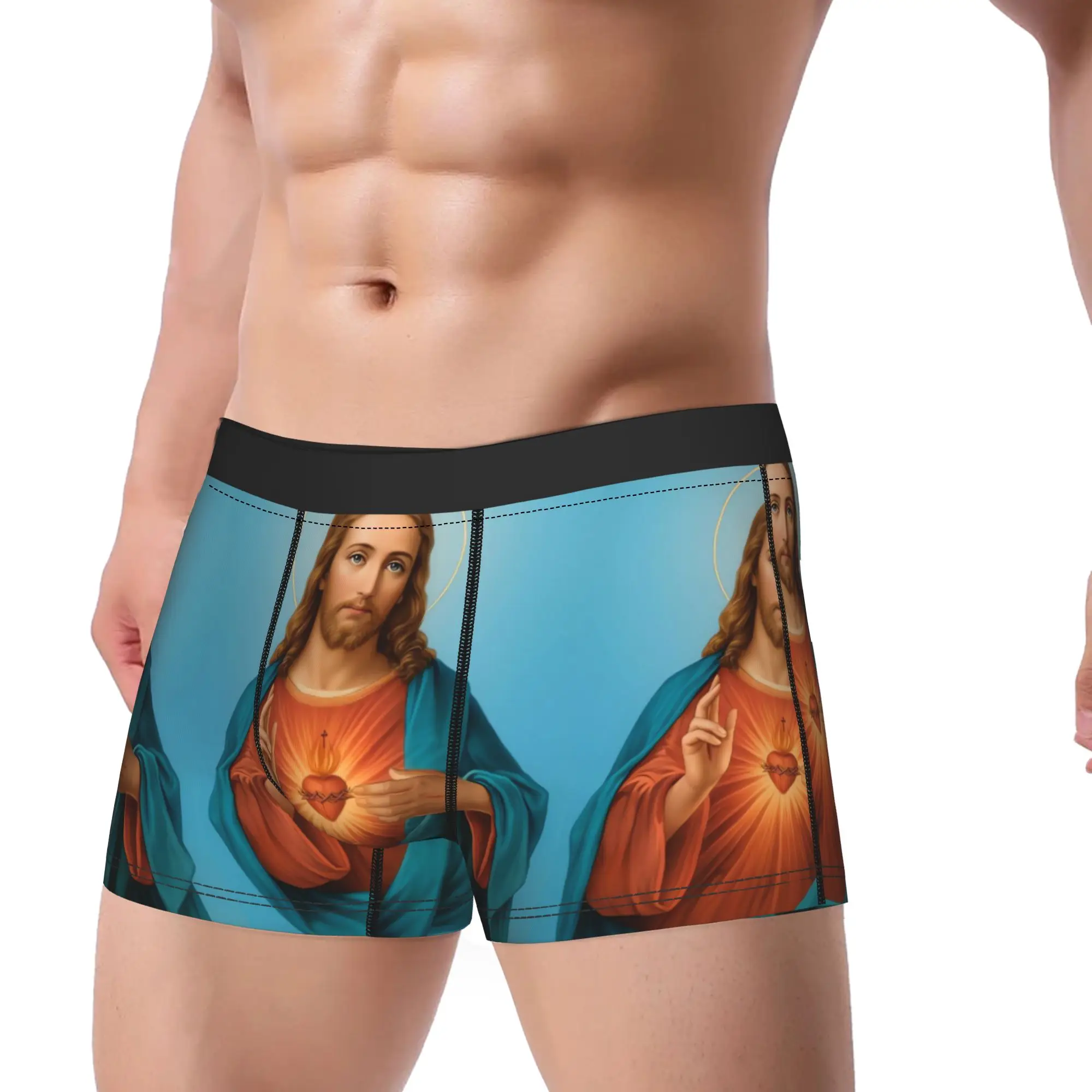Jesus Sacred Heart Art Boxershorts  3D Pouch Underwear High Quality Print Shorts Briefs Classic Males Underpants Plus Size
