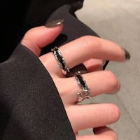 Retro Black Drop Glaze Irregular Cross Ring for Women Men Punk Gothic Adjustable Couple Rings Y2K Egirl Jewelry Gift