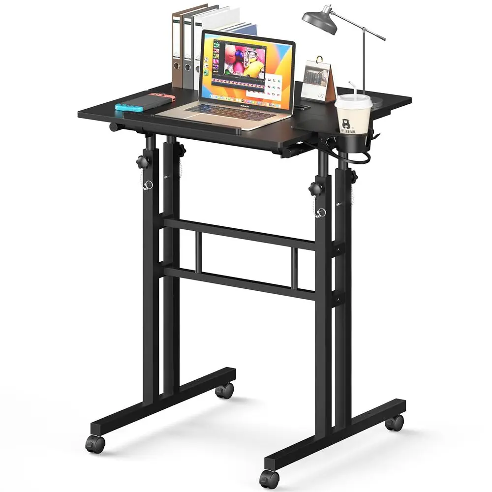 

Small Standing Desk with Wheels, Tall Mobile Stand Up Table, Portable Standing Desk for Walking Pad, Rolling Table Adjustable H