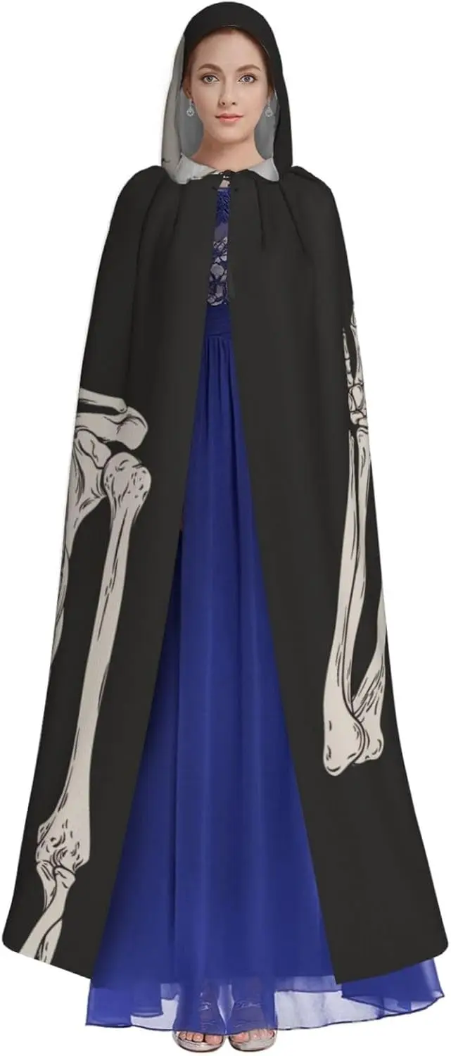 روك آند رول هيكل عظمي جمجمة لجميع القديسين كيب للبالغين عباءة تنكرية للنساء والرجال إكسسوار كيب لحفلات الهالوين