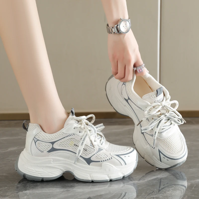 2026 New Fashion Women's Breathable Platform Dad Shoes - Versatile Trendy Casual Sports Running Shoes for Students view 5
