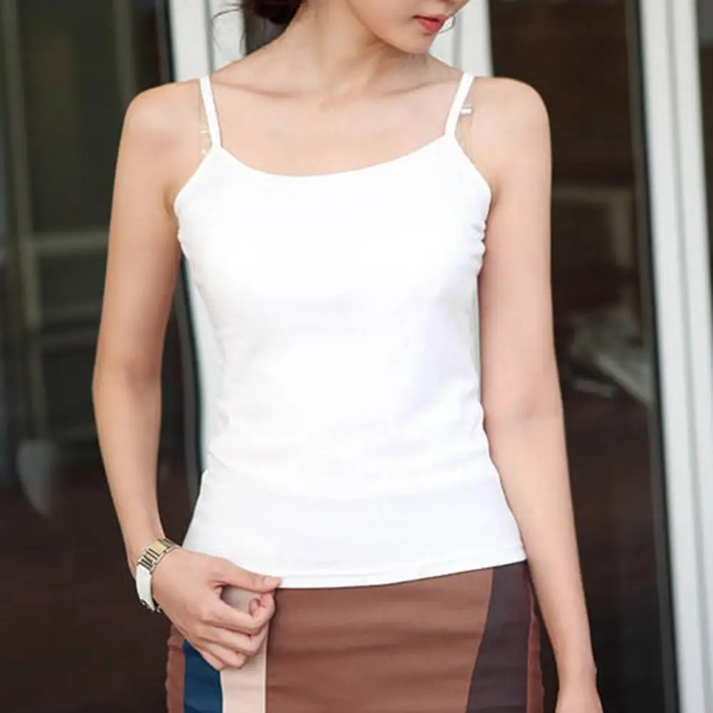 Casual Sleeveless Vest Casual Spaghetti Straps Summer Solid Color Spaghetti Straps Vest Tank Top  Women Vest Stretchy