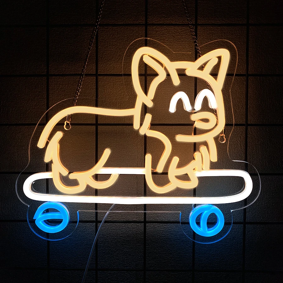 Anime Led Neon Sign, Animal Skateboard Cute Icon, Bedroom, Bar, Club, Game Room Decor, Birthday Party Gift For Boys And Girls. view 4