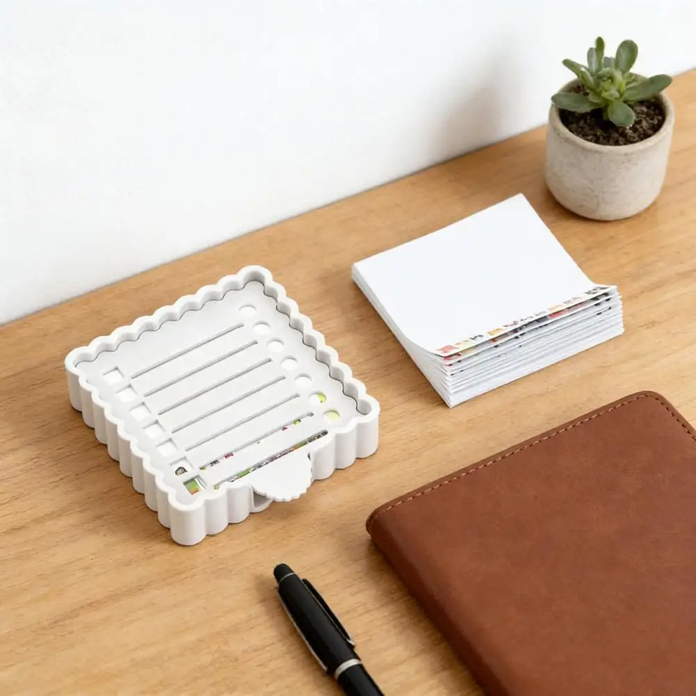 Note Holder with Template Portable Note Dispenser with Template Compact Desktop Organizer Sticker Holder 3x3 Inch for Office