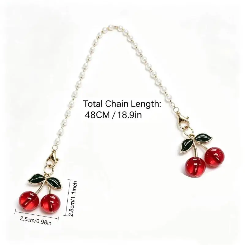 1Pcs For Women Car Rearview Cherry Mirror Pendant Cute Auto Interior Decor Gifts
