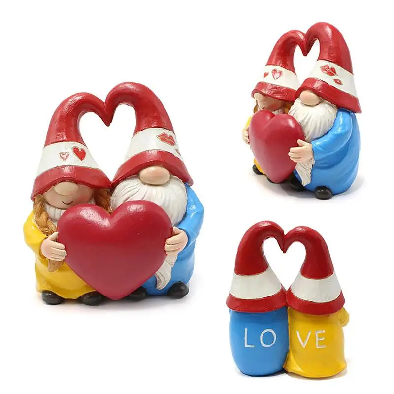 Gnomes Couple In Love Sculpture Resin Desktop Handmade Craft Decoration Garden Statue & Sculpture For Home Decoration Valentine