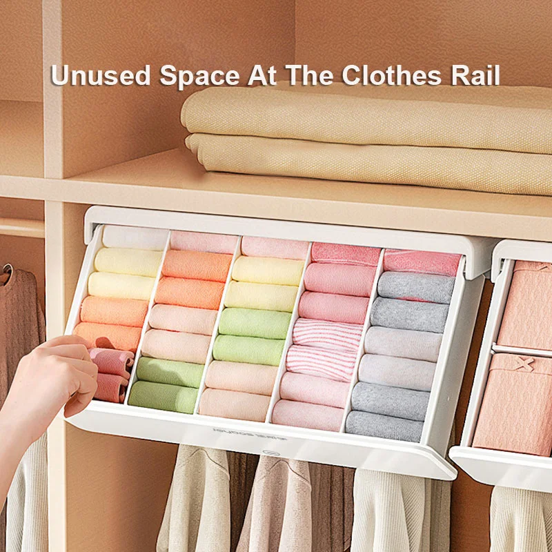 

5/10 Grid Underwear Drawer Organizer Maternal Child-grade Plastic Self-adhesive Under Desk Socks Drawer Storage Organizer