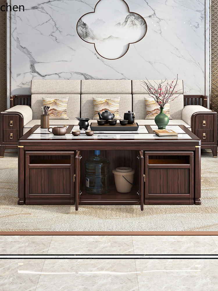 

QZT Solid Wood Lift Tea Table Purple Sandalwood Living Room Household Table Multi-functional Tea Table