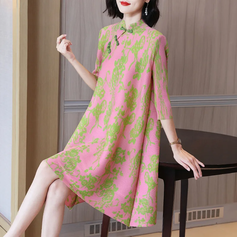 

2022 Women's Pleated Dress A-line Printed Dress Casual Plus Size Dress Mother's Dress