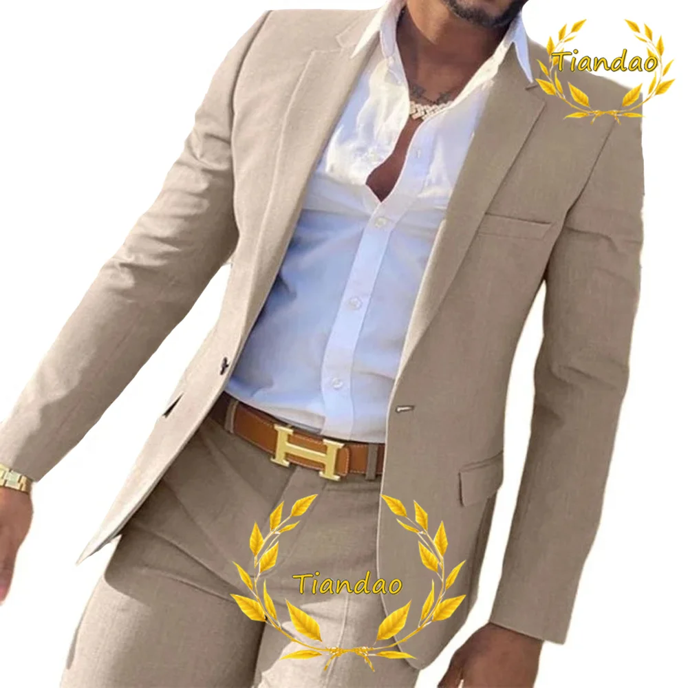 Completo per giacca da lavoro Men2-Piece pantaloni Khaki Wedding Best Man Tuxedo Slim Fit Blazer formale Set personalizzato