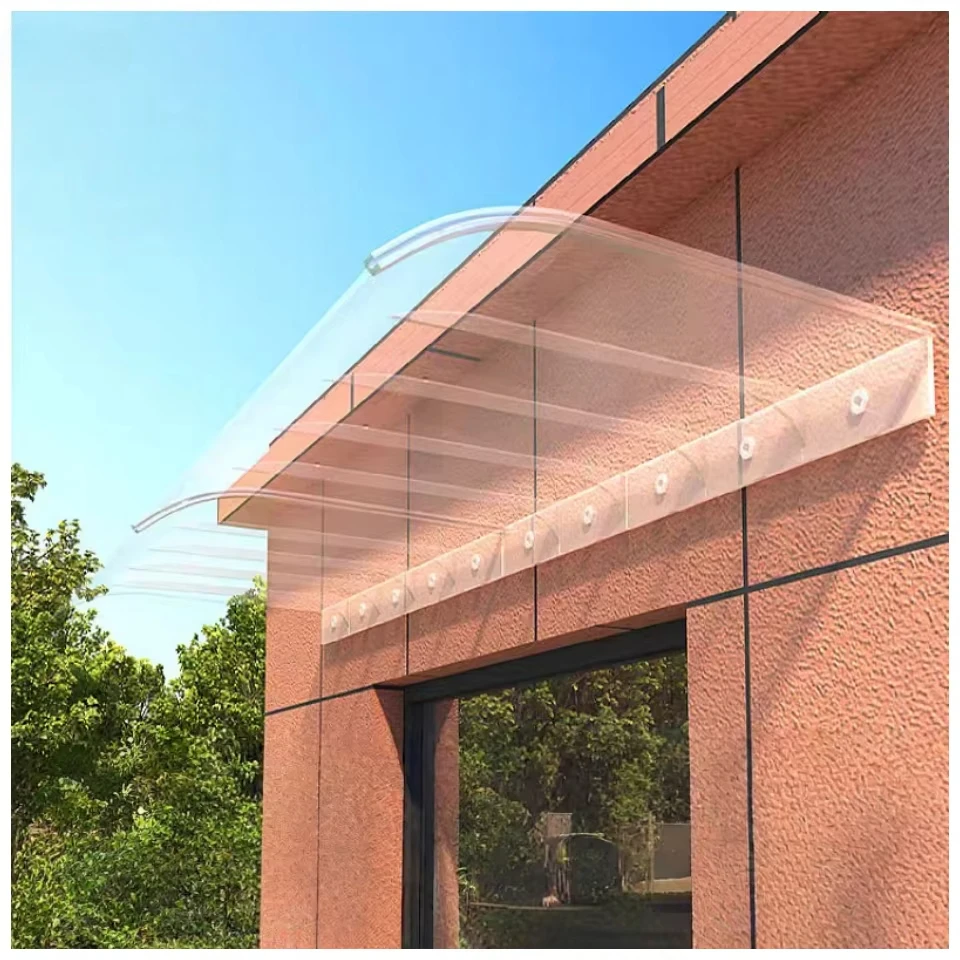 Polycarbonate roof panel 3.5mm, durable rain-proof outdoor transparent awning with stand awning
