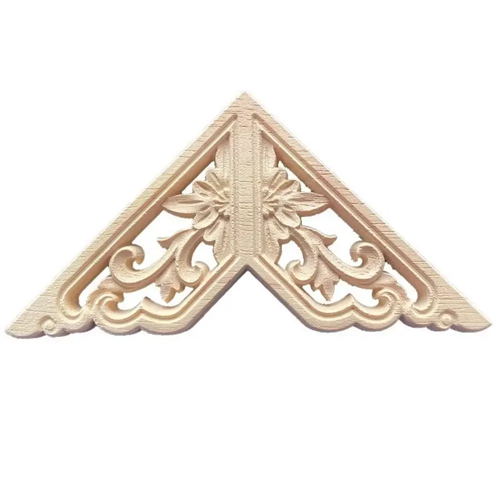 

Natural Floral Wood Carved Crafts Multi-styles Unique Woodcarving Decorative Corner Appliques Frame Wall Door Decoration