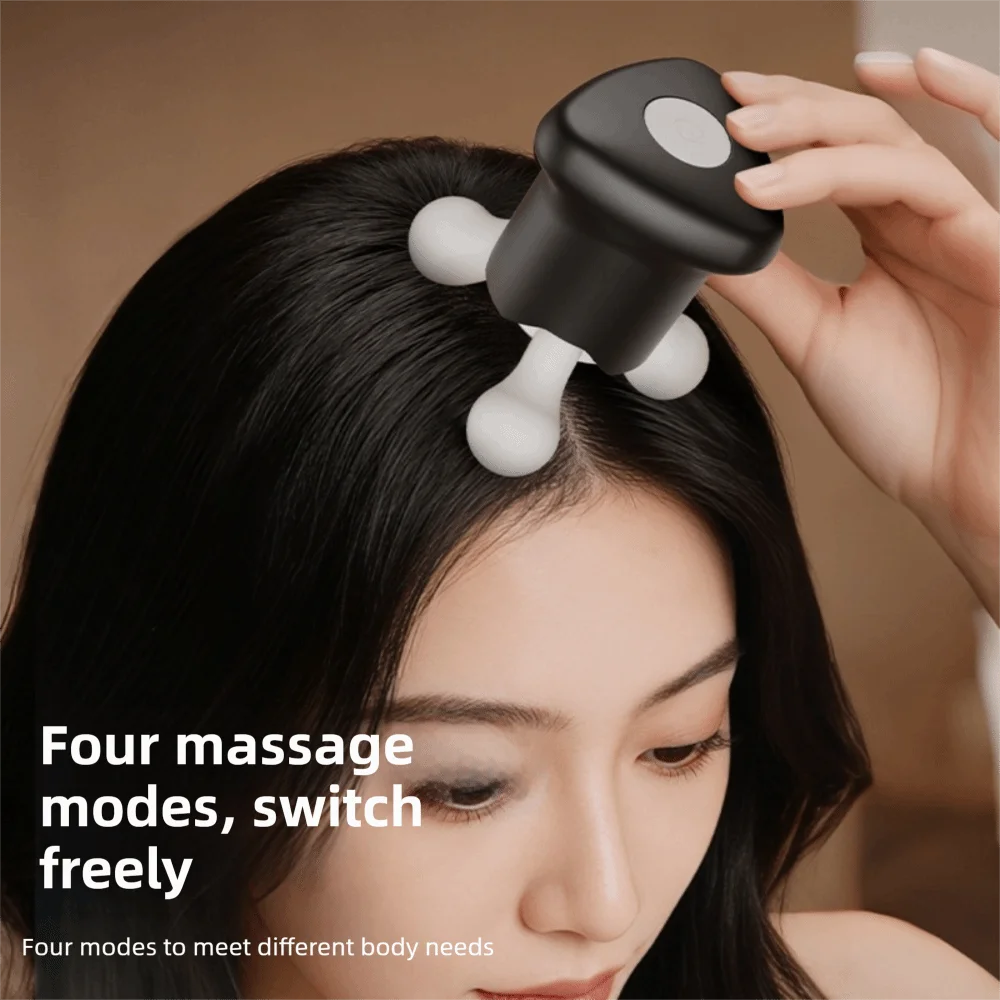 Mini Electric Scalp Massager Kneading 4 Adjustable Modes Body Massage Tool Vibrating Silent Portable USB Massage Device