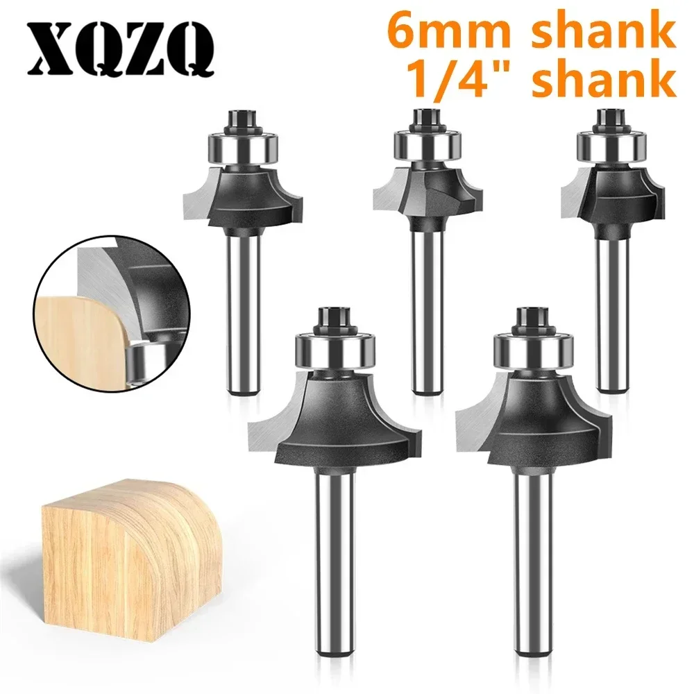 6mm 6.35mm Shank Corner Round Over Router Bit Tungsten Carbide Milling Cutter for Wood Woodworking Face Mill Tools