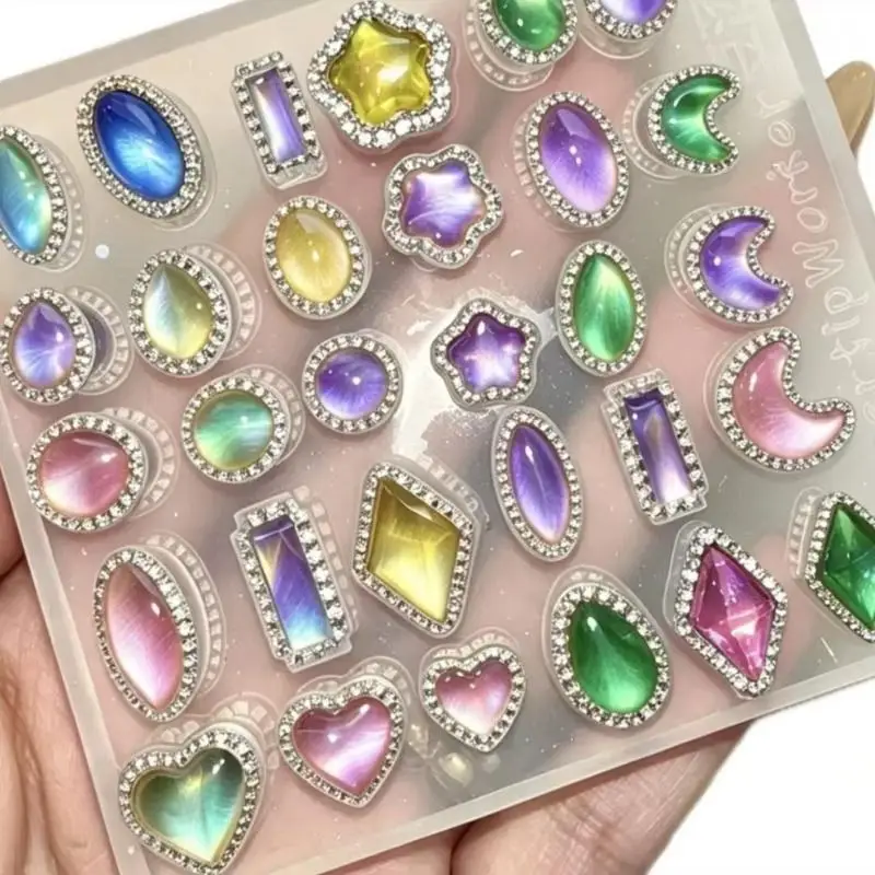Baroque 3D Silicone Nail Mold 1Pcs Faceted Gemstone Pattern Easy Demold for DIY Nail Art Decoration Beginner Home Salon