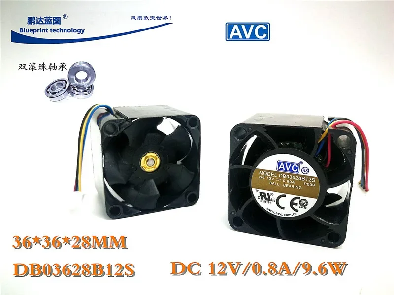 Db0362812s Double Ball Bearing 3628 3.6cm Max Airflow Rate 12v0. 8A Server PWM Cooling Fan