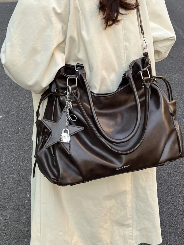 

Retro Large Capaci Women's oulder Bag Versatile Commuter Motorcycle Bag Casual Simple Sle Daily Use Handbag