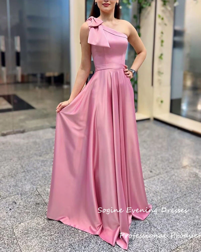 فساتين سهرة بكتف واحد للنساء المثيرات من الساتان مخصصة من فيستدوس دي غالا مع جيب حورية البحر فساتين حفلات الكوكتيل الطويلة