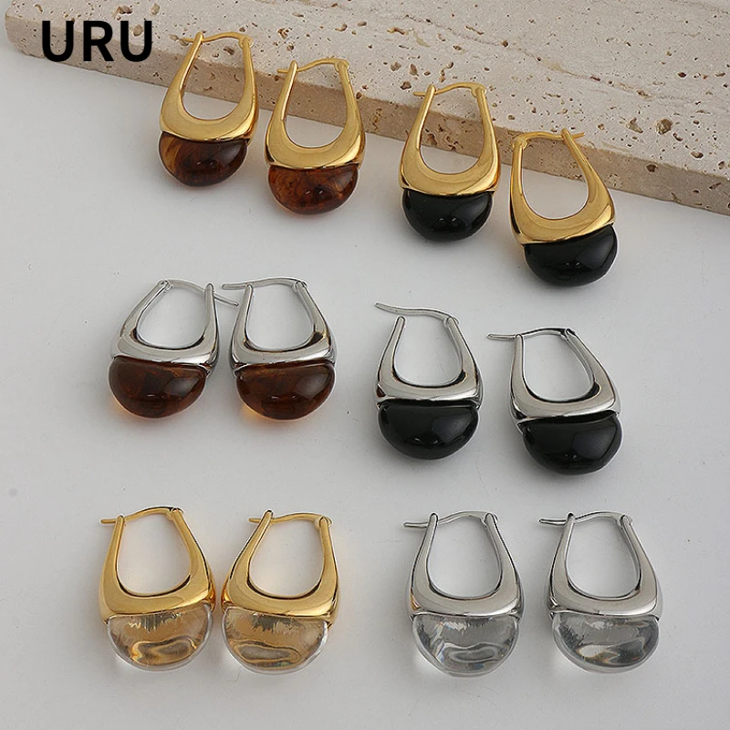 Fashion Jewelry Sweet Korean Temperament Splicing Color Geometry Earrings For Women Party Gifts Simply Design Ear Accessories
