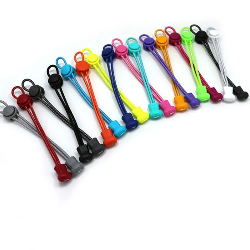 Lazy people are free to tie and untie, elastic fastening bungee cord round adult and children's black and white colored laces