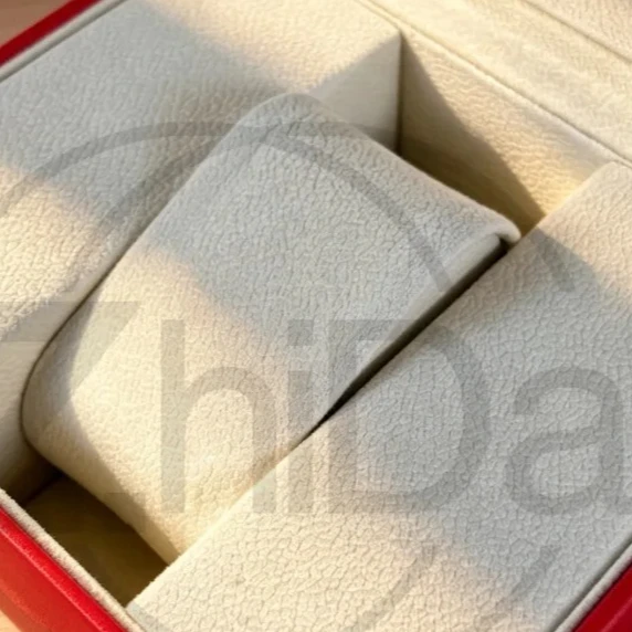 Red Clamshell Watch Gift Box PU Flannel Lining Storage Case