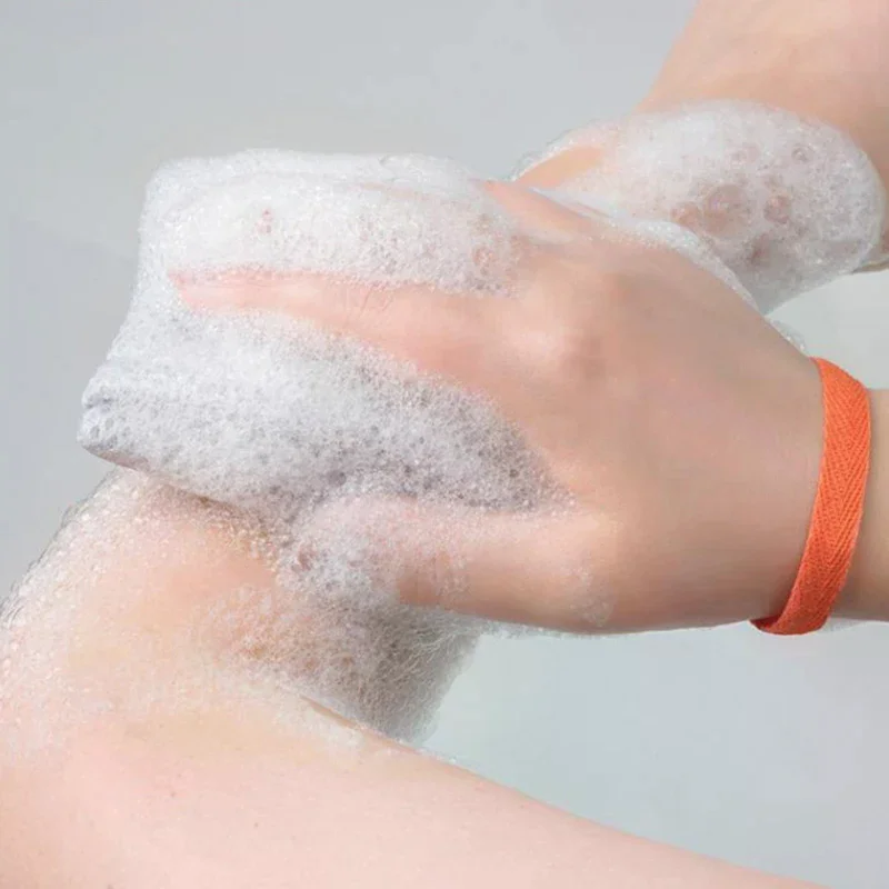 كيس الصابون على الوجهين الجسم التقشير الغسيل الإسفنج حمام التطهير رغوة صافي الحمام شبكة الصابون الجيب #4