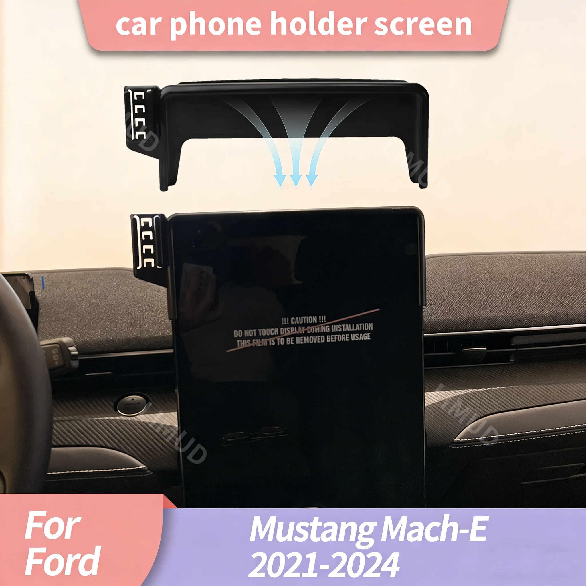 For Ford Mustang Mach-E 2021-2024 15.5-Inch Screen Navigation Stand With Storage Box Car Screen Navigation Fixed Phone Holder