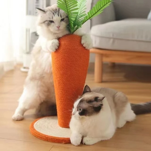 Funny Carrot Shaped Cat Scratching Post Durable Sisal Rope Posts for Cats Kitten Scratching Board Cat Supplies Cat Grab Column