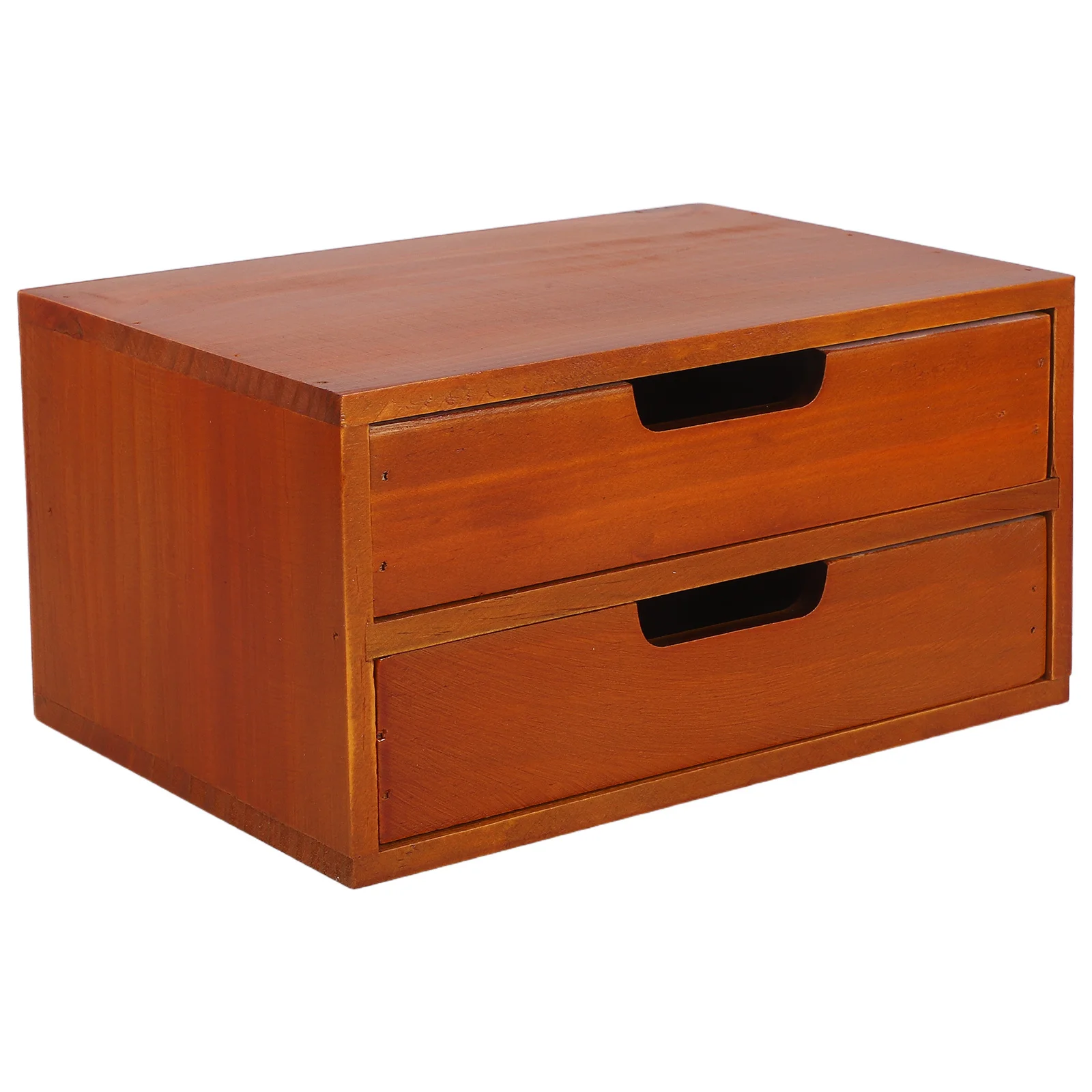 

2 Drawer Wood Desktop Storage Cabinet - Vintage Rustic Desk Organizer for Office Home Study - Craft Stationery Supplies Holder