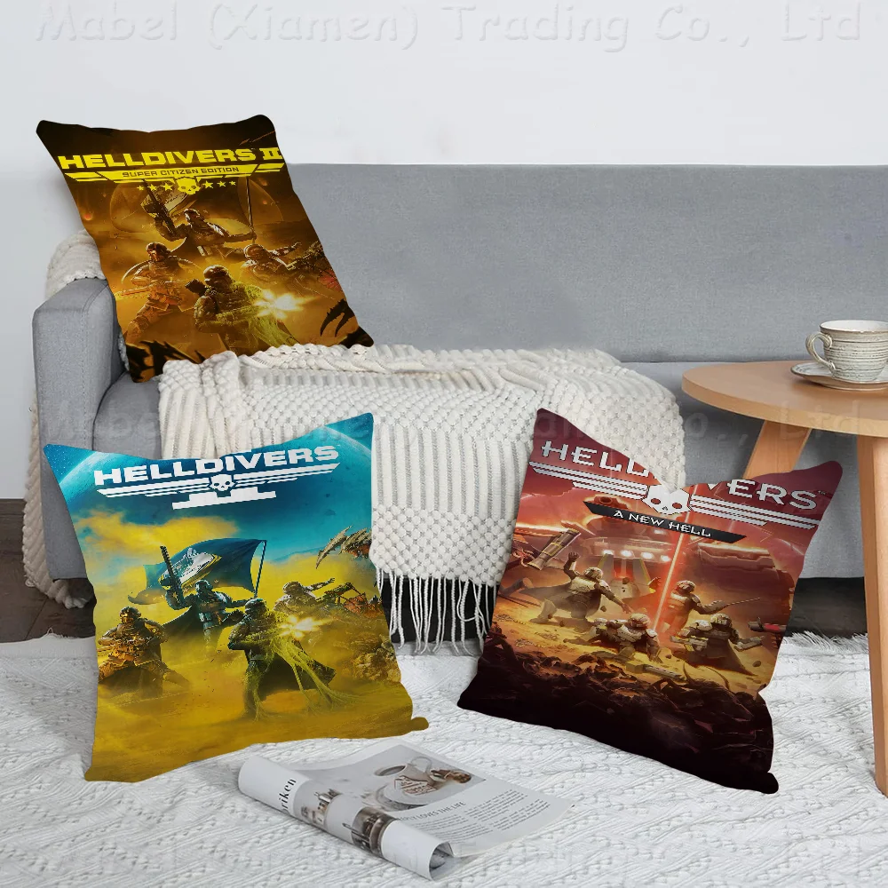 Helldiver 2 Video Game Cushion Cover Pillow Cover Decor Pillowcase Printed Cushion Case For Couch